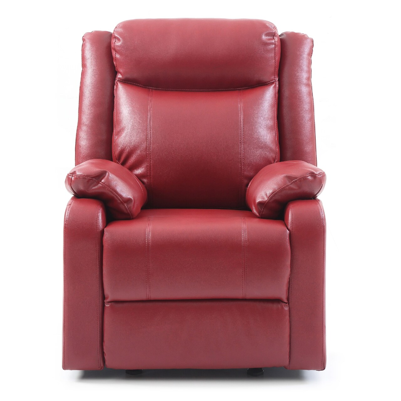 Contemporary Home Living Solid Upholstered Reclining Accent Chair with Padded Arms - 40" - Red